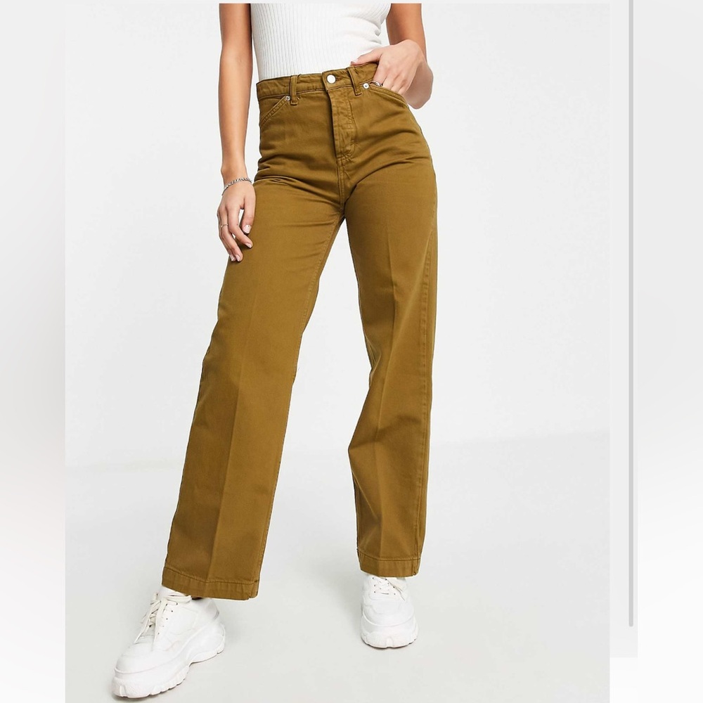 Topshop High Rise Button Front Straight Leg Denim Jeans